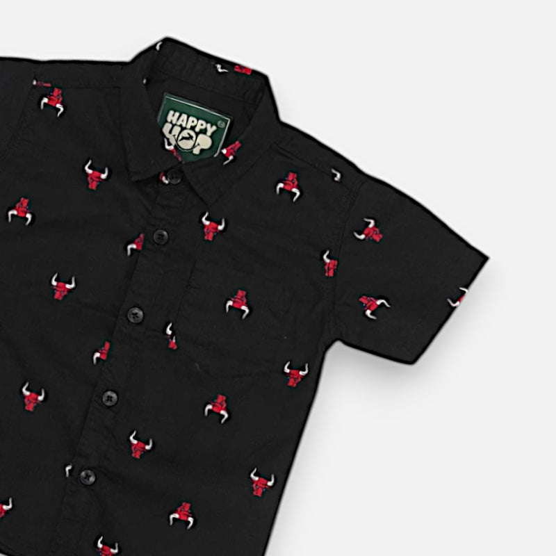 Black Half-Sleeves Casual Shirt