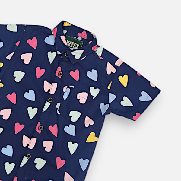 Navy Blue Half-Sleeves Casual Shirt