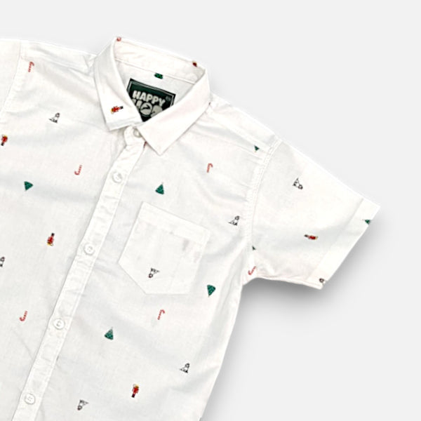 White Half-Sleeves Casual Shirt