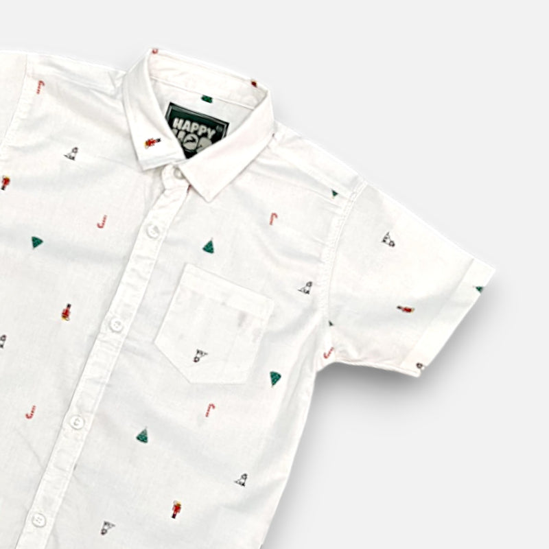 White Half-Sleeves Casual Shirt