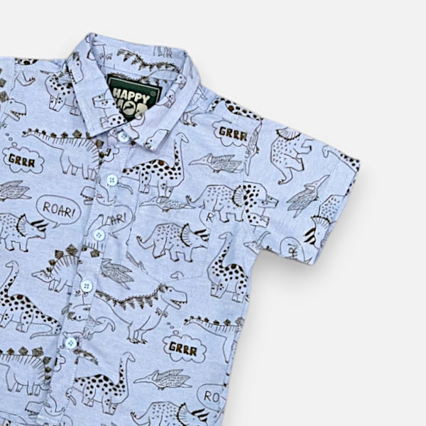 Blue Half-Sleeves Casual Shirt