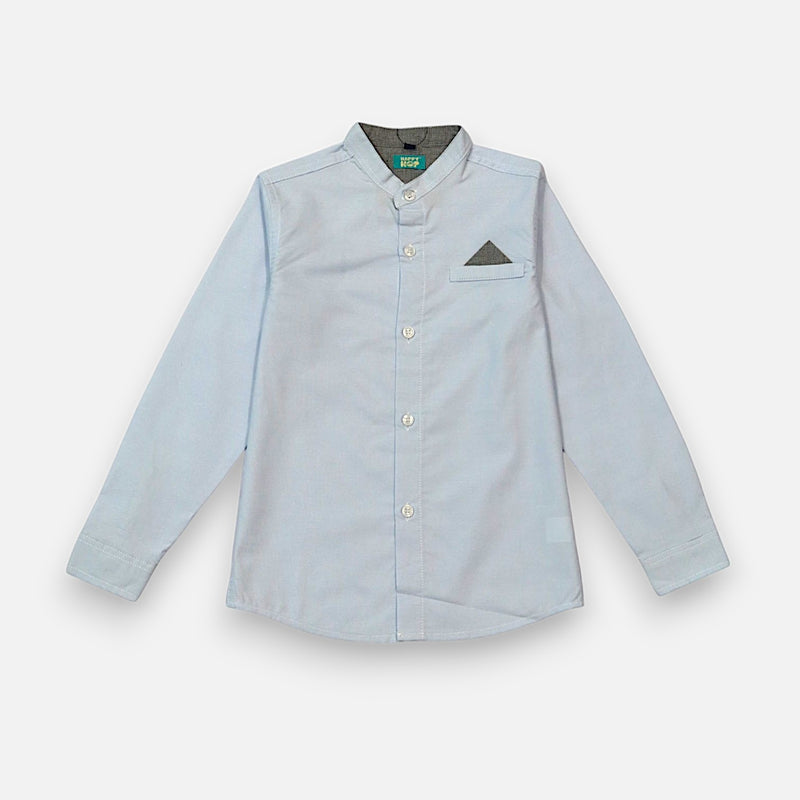 Sky Blue Mandarin Collar Casual Shirt