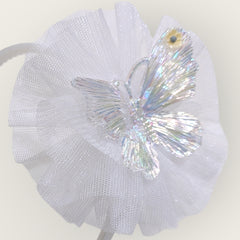 White Butterfly Embellished Net Hairband