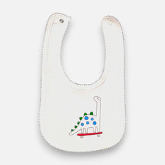 Baby Premium Bibs - White Dinosaur
