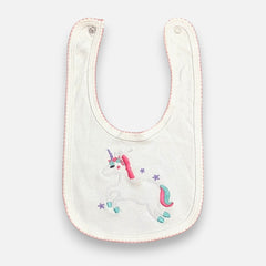 Baby Premium Bibs - White Unicorn
