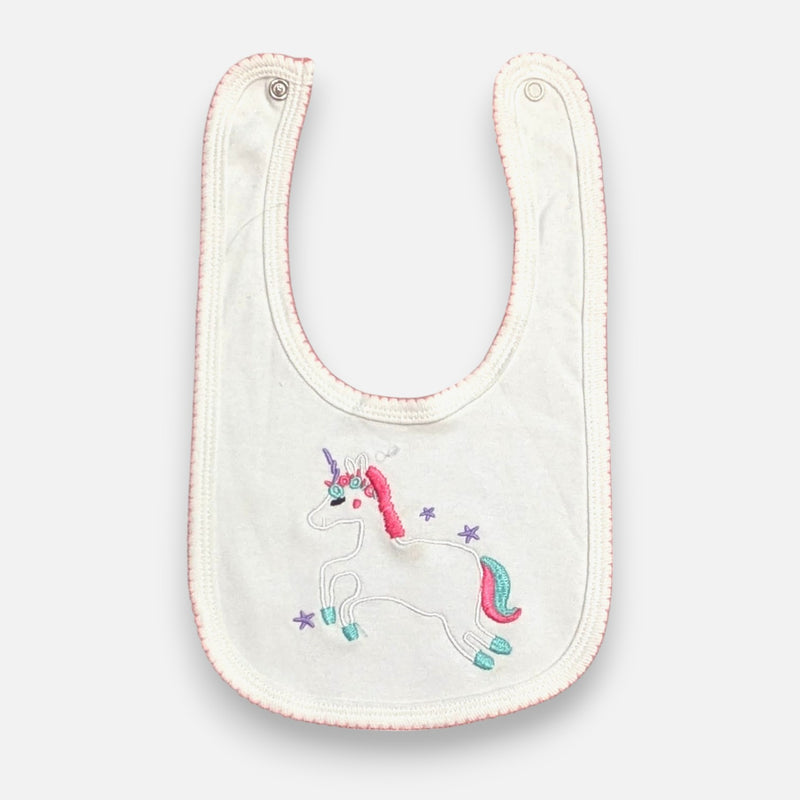 Baby Premium Bibs - White Unicorn