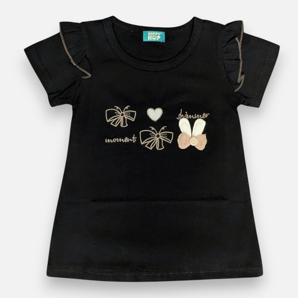 Girl Regular Fit Black Butterfly Top