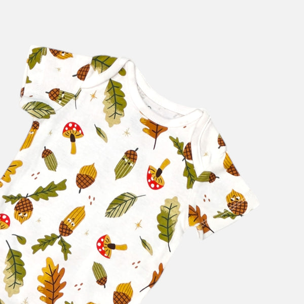 Mushroom Printed Half Sleeves Onesies