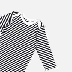 Blue Long Sleeves Striped Onesies