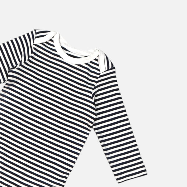 Blue Long Sleeves Striped Onesies
