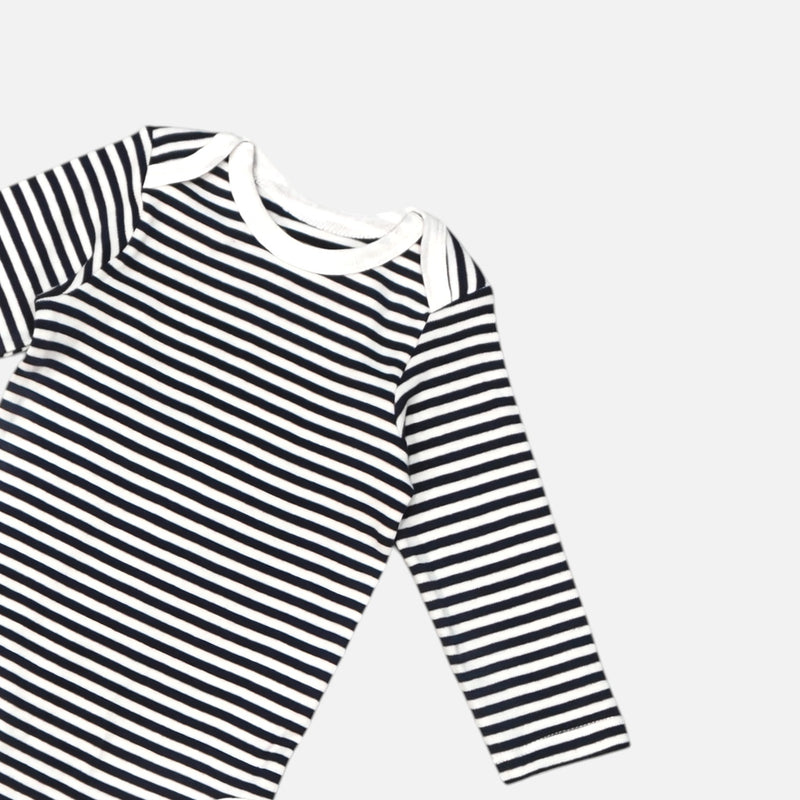 Blue Long Sleeves Striped Onesies