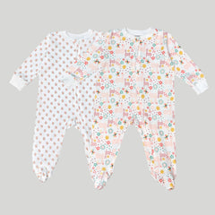 Printed Zip Baby Romper Set Of Two