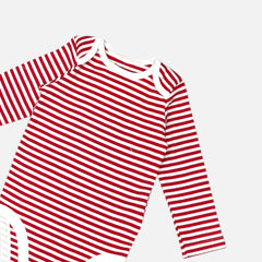 Red Long Sleeves Striped Onesies