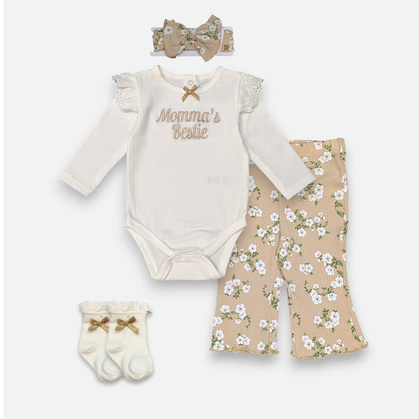 Brown Baby Romper 4 Piece set