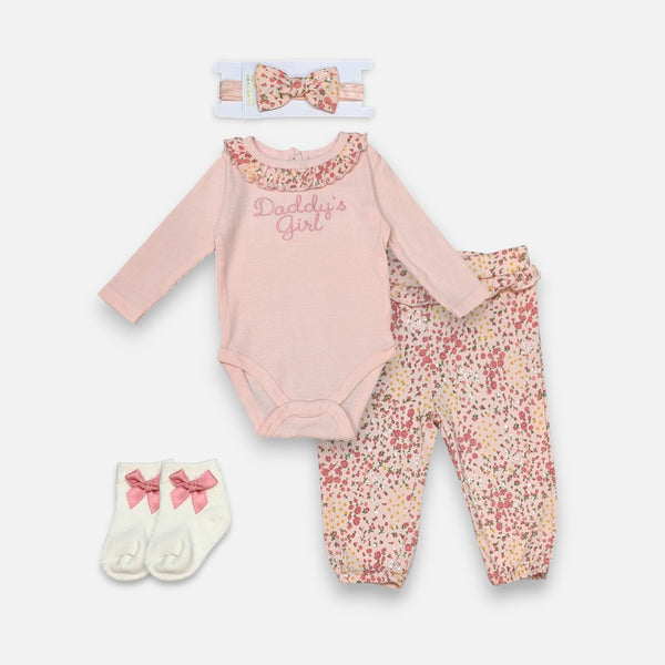 Peach Baby Romper 4 Piece set