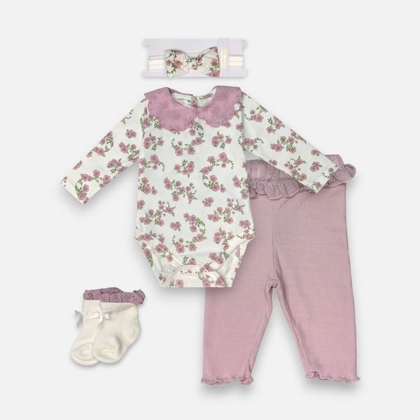 Baby Floral Romper 4 Piece set