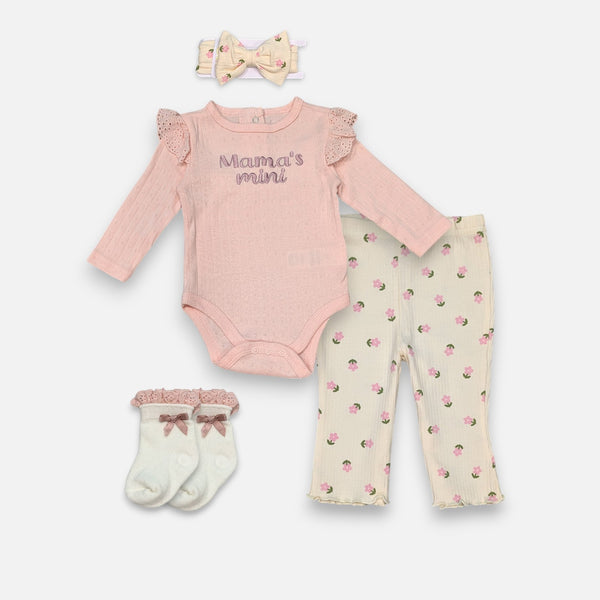 Peach Baby Romper 4 Piece set