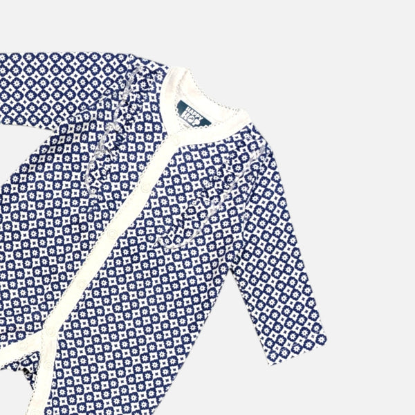Blue Printed Frill Rompers