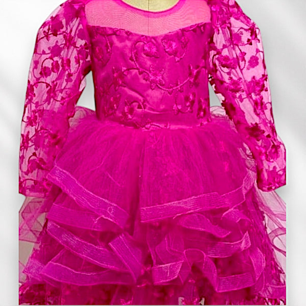 Fuchsia Fairytale Long Sleeves Princess Dress