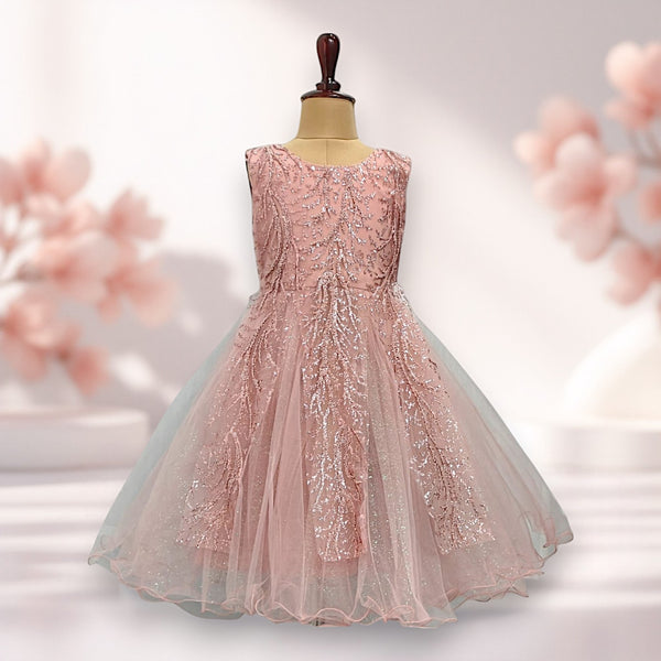 Mauve Pink Elegant Long Sleeveless Princess Dress