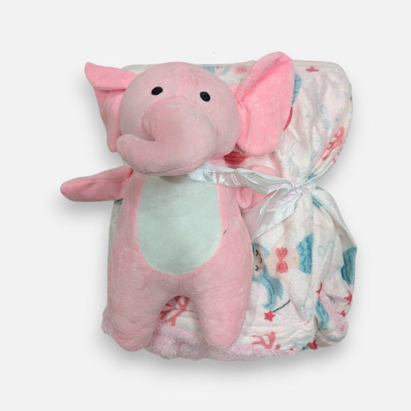 Elephant Soft Blanket with Plush Toy