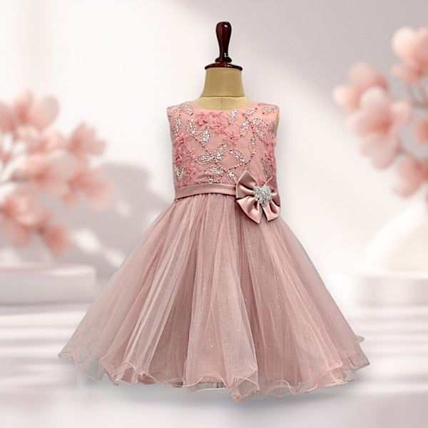 Mauve Pink Bow Sleeveless Princess Dress