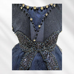 Navy Blue Knee Length Princess Dress