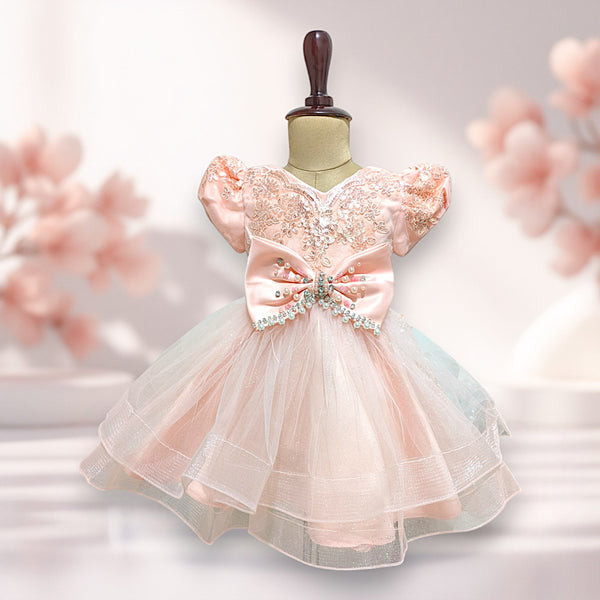 Peach Knee Length Princess Dress