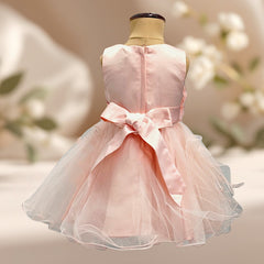 Peach Flower Knee Length Princess Dress