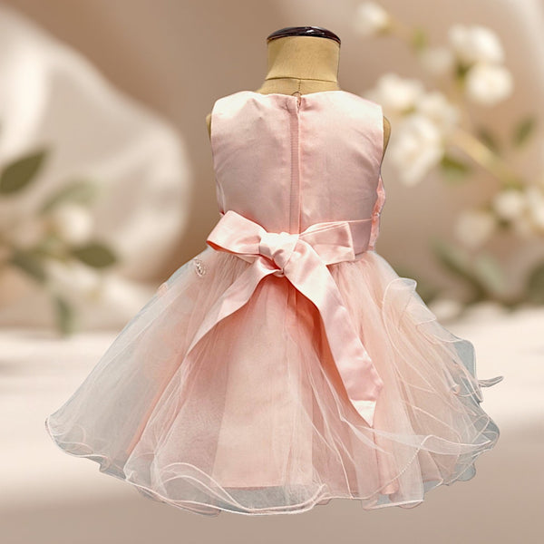Peach Flower Knee Length Princess Dress