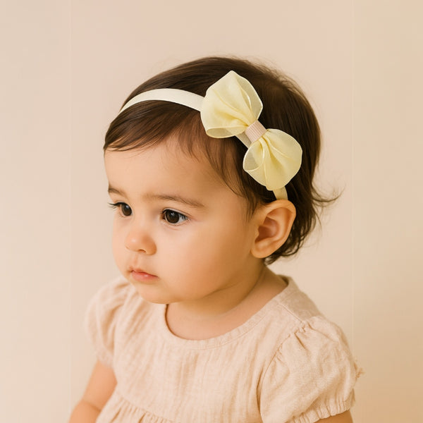 Bow Embellished Beige Hairband