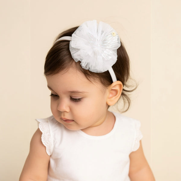 White Butterfly Embellished Net Hairband