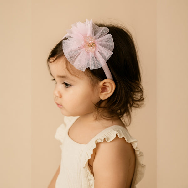 Pink Teddy Embellished Net Hairband