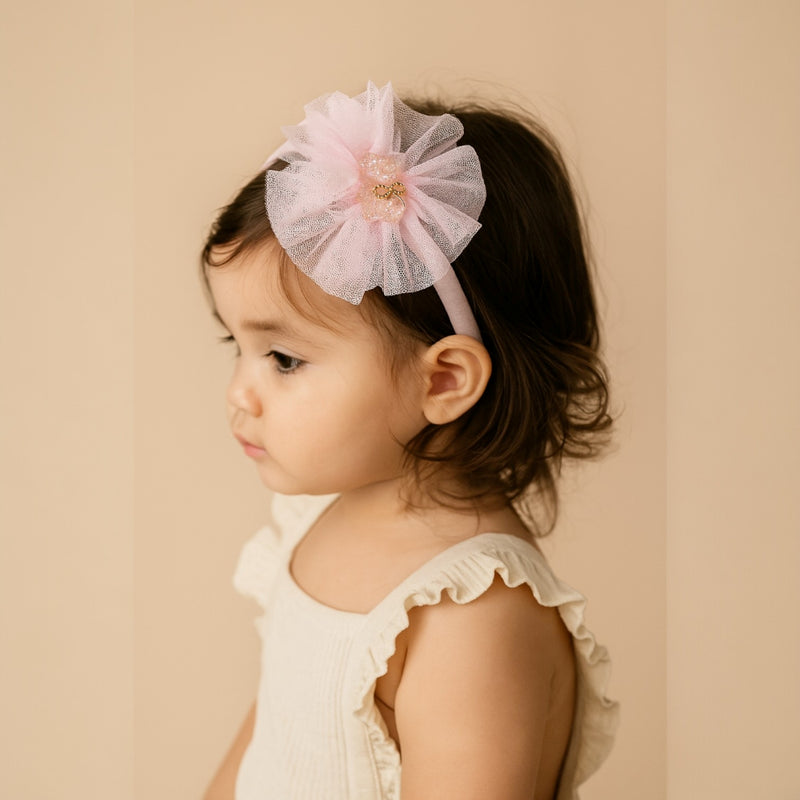 Pink Teddy Embellished Net Hairband