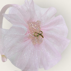 Pink Teddy Embellished Net Hairband
