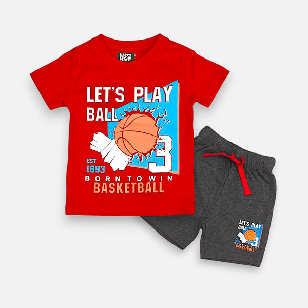Basketball Printed T-shirt with Short Set