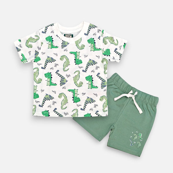 Dinosaur Printed T-shirt with Short Set
