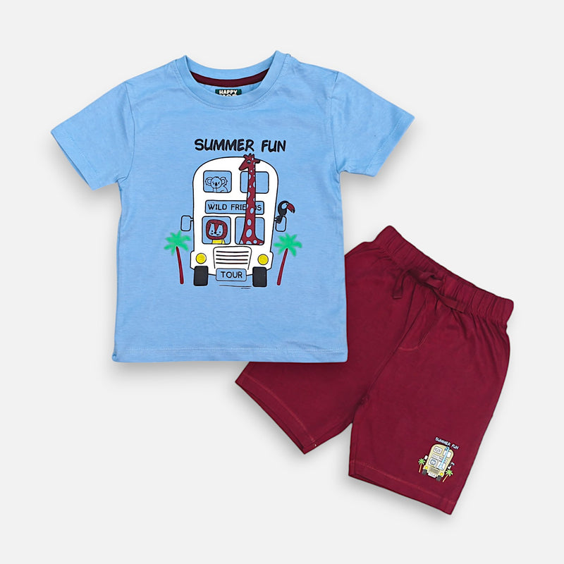 Animal Printed T-shirt with Short Set