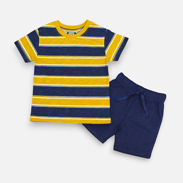 Stripped Printed T-shirt with Short Set