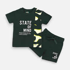 Green Printed T-shirt with Short Set