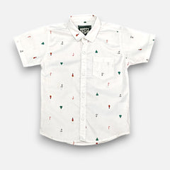 White Half-Sleeves Casual Shirt