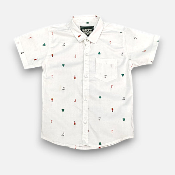 White Half-Sleeves Casual Shirt