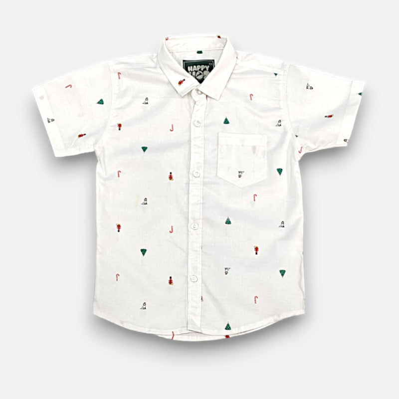 White Half-Sleeves Casual Shirt