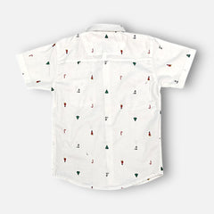 White Half-Sleeves Casual Shirt