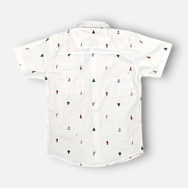 White Half-Sleeves Casual Shirt