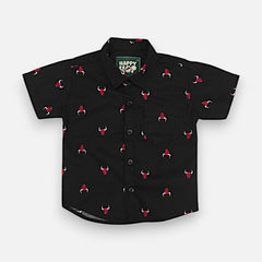 Black Half-Sleeves Casual Shirt