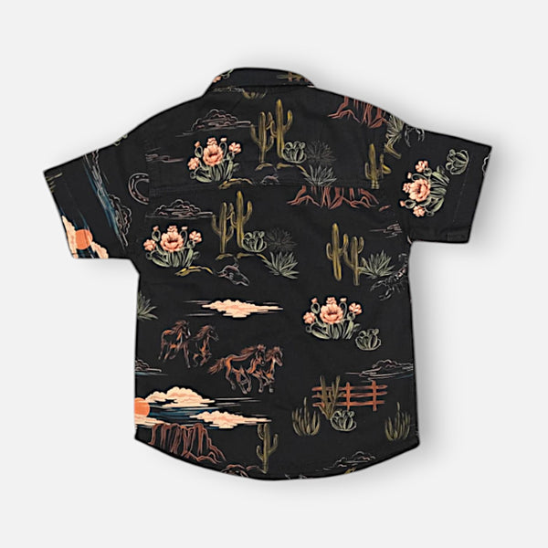 Black Half-Sleeves Casual Shirt