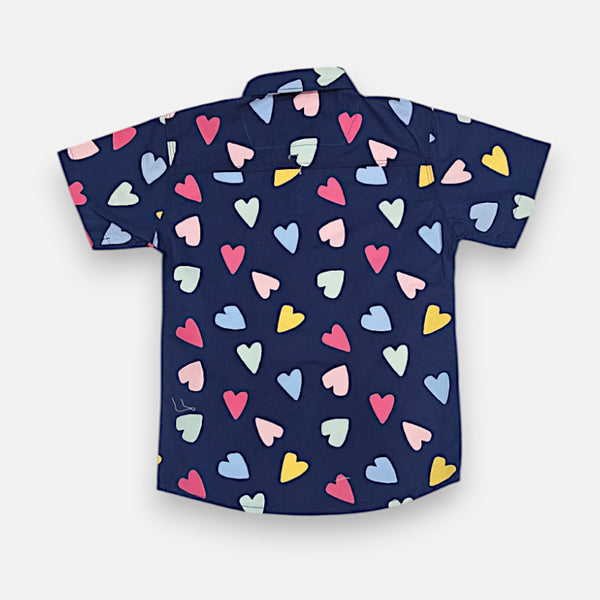 Navy Blue Half-Sleeves Casual Shirt