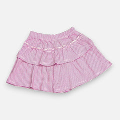 Red Striped Ruffled Skirt