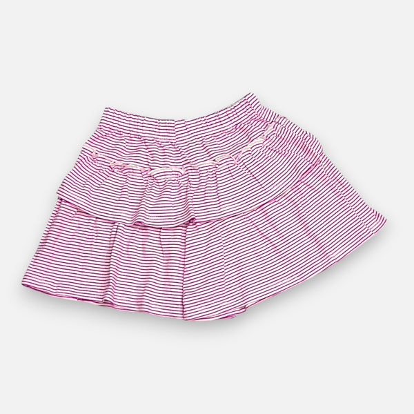 Red Striped Ruffled Skirt